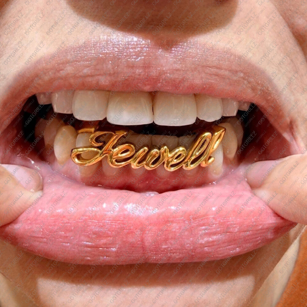 Custom Gold Cursive Letter Grillz - Conchy-Nathan - GotGrillz