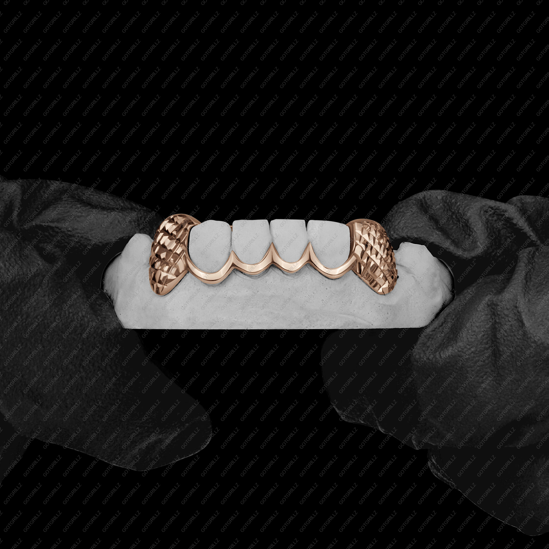 Gold Diamond Cut K9s with Outline Grillz