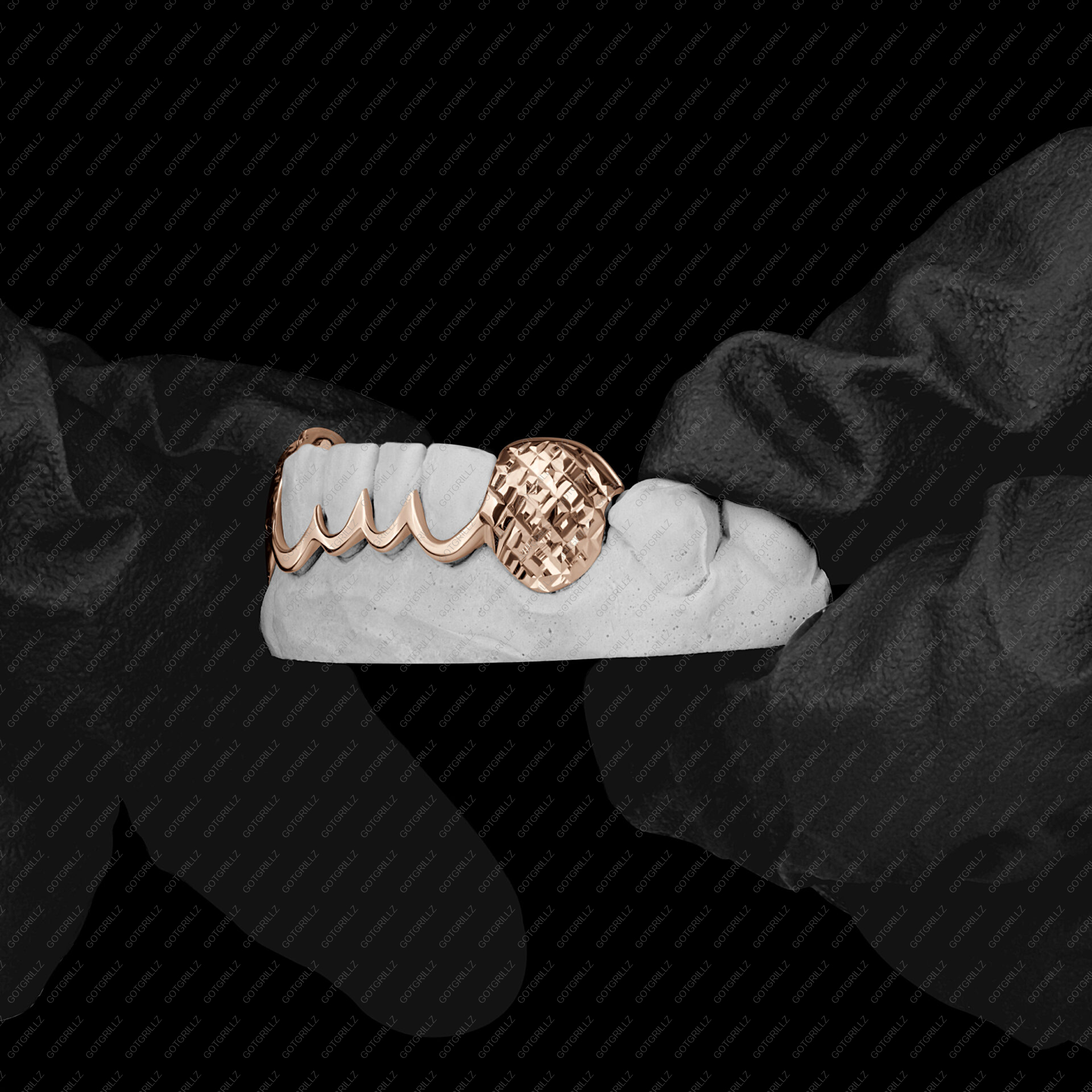 Gold Diamond Cut K9s with Outline Grillz