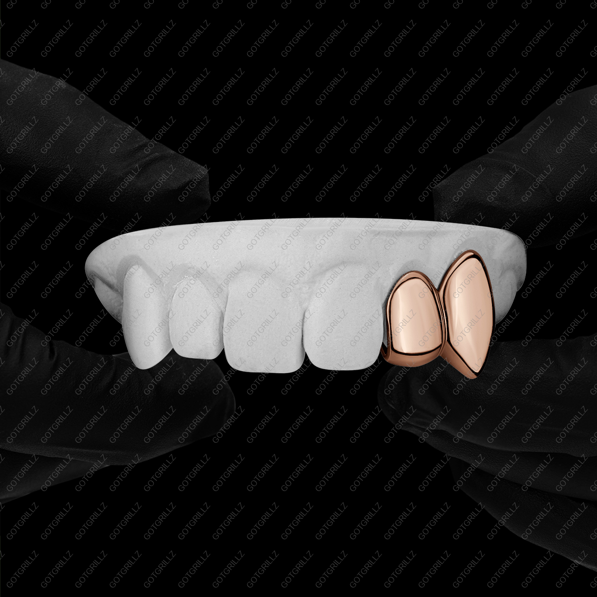 Gold Double Cap Solid Extended Fang Grillz