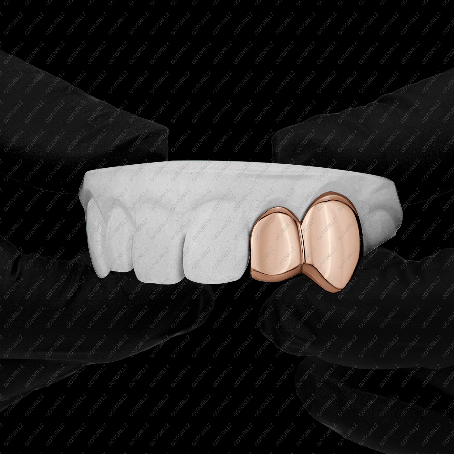 Gold Double Cap Solid Extended Fang Grillz