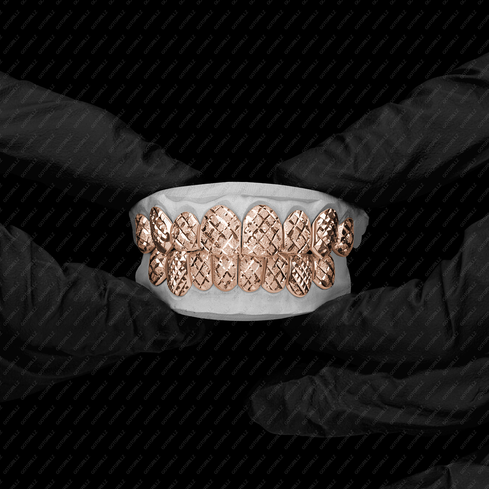 Gold Diamond Cut K9s and Diamond Dust Cut Grillz