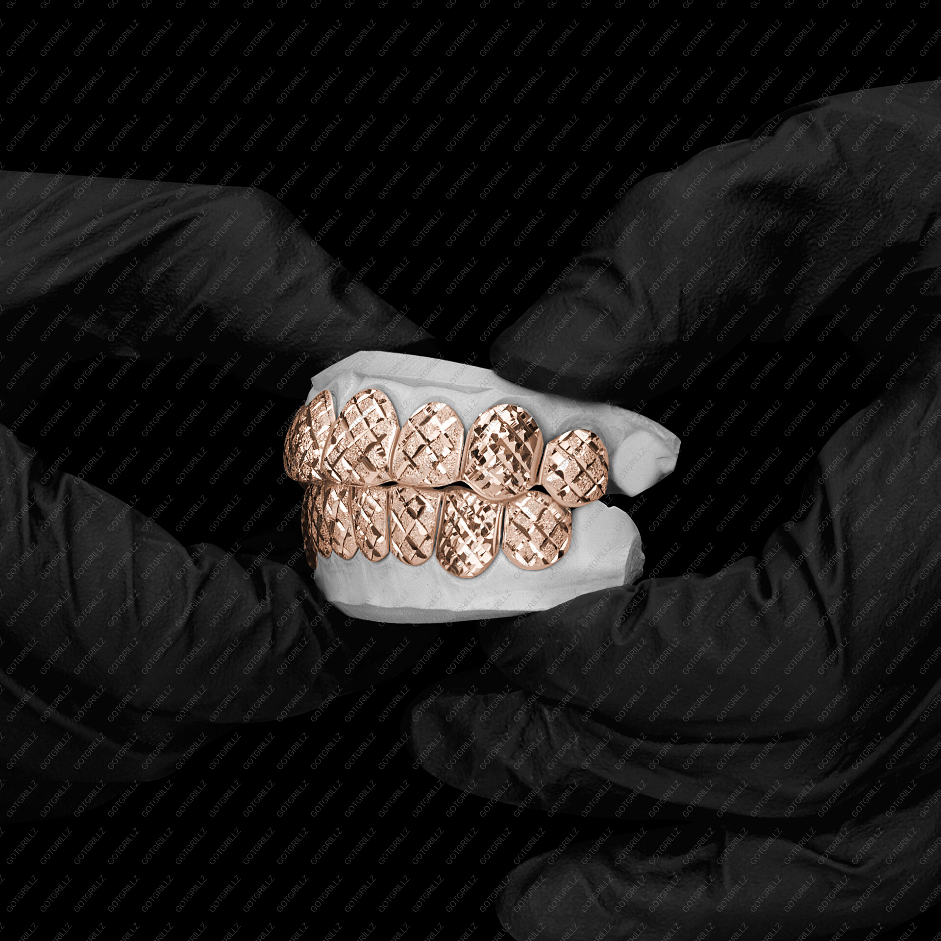 Gold Diamond Cut K9s and Diamond Dust Cut Grillz