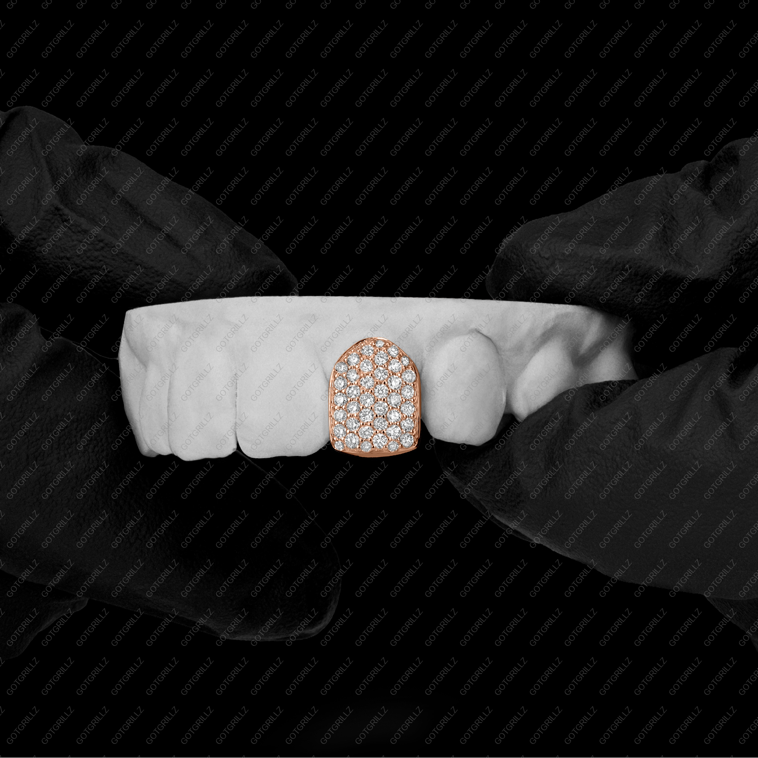Gold Honeycomb Diamond Single Cap Grillz