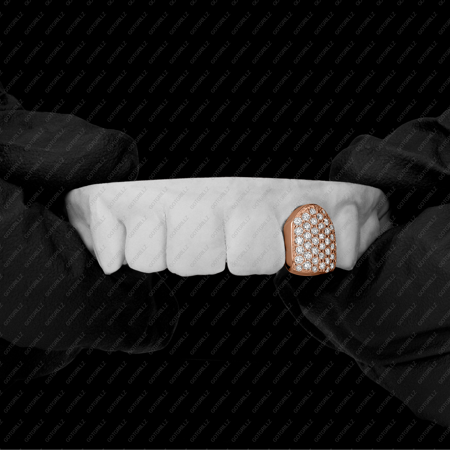 Gold Honeycomb Diamond Single Cap Grillz