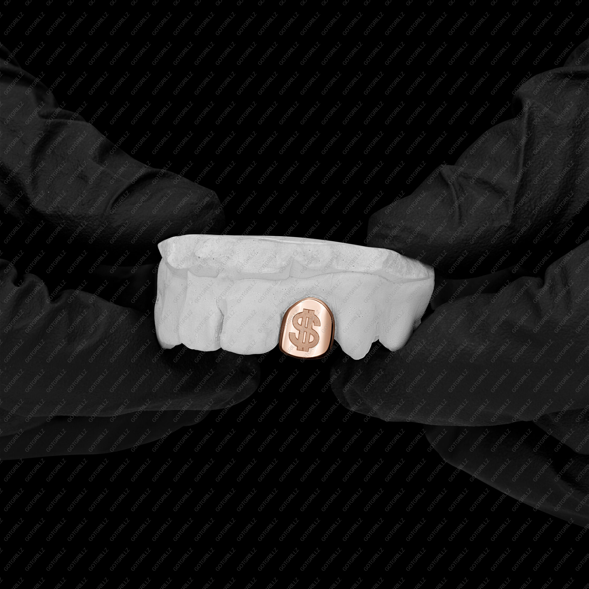Gold Money Sign Engraved Single Cap Grillz