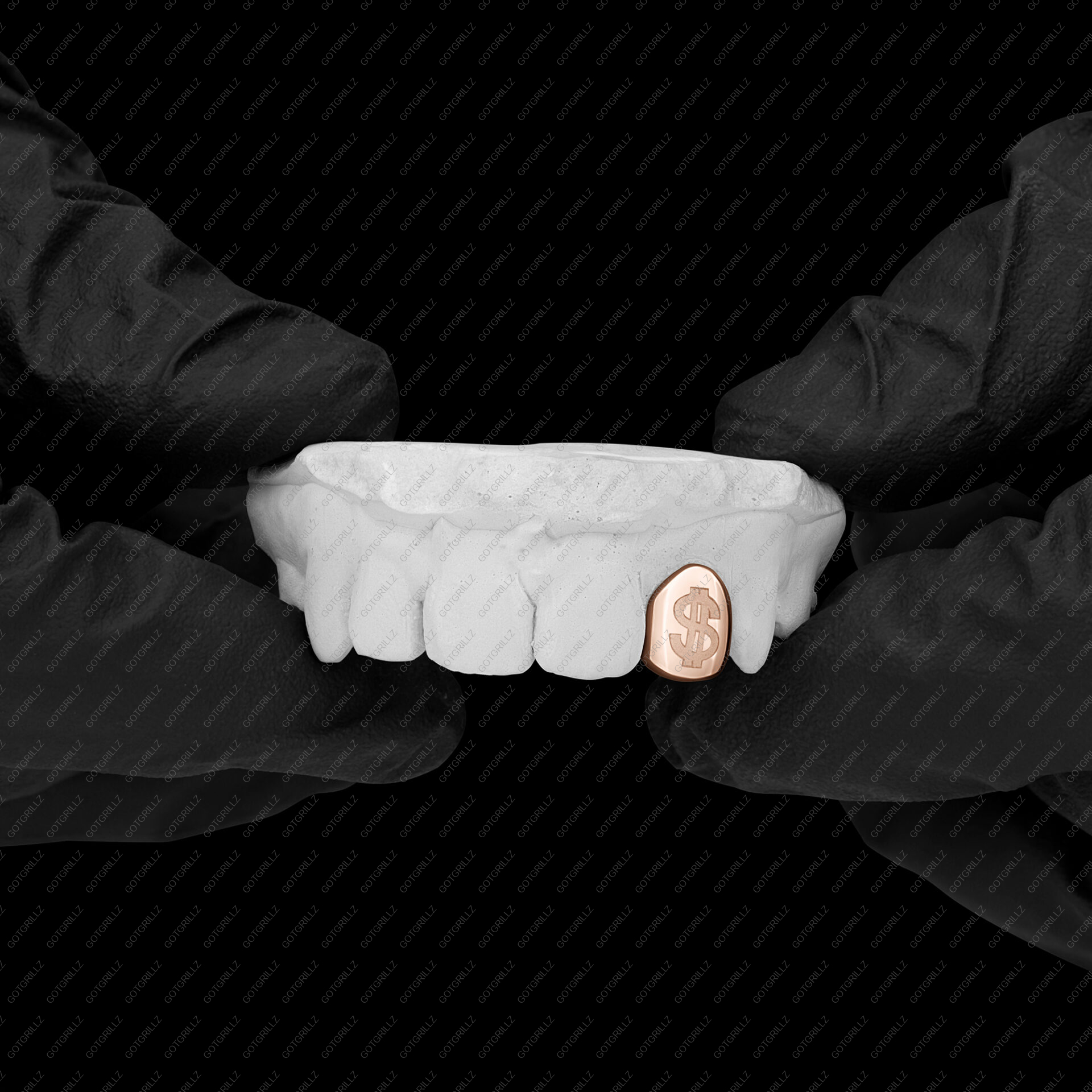 Gold Money Sign Engraved Single Cap Grillz