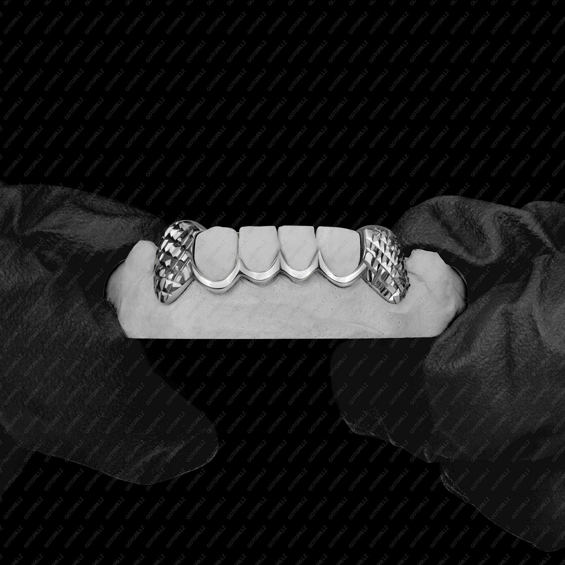 Gold Diamond Cut K9s with Outline Grillz