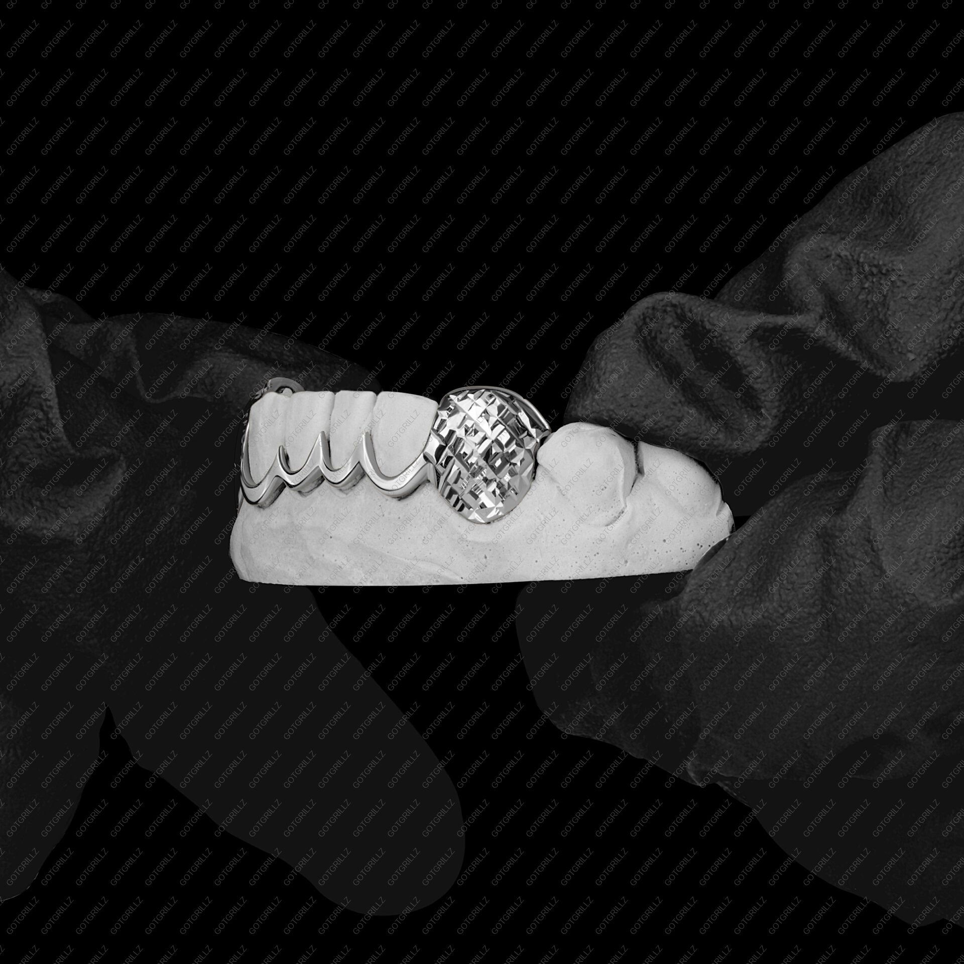 Gold Diamond Cut K9s with Outline Grillz
