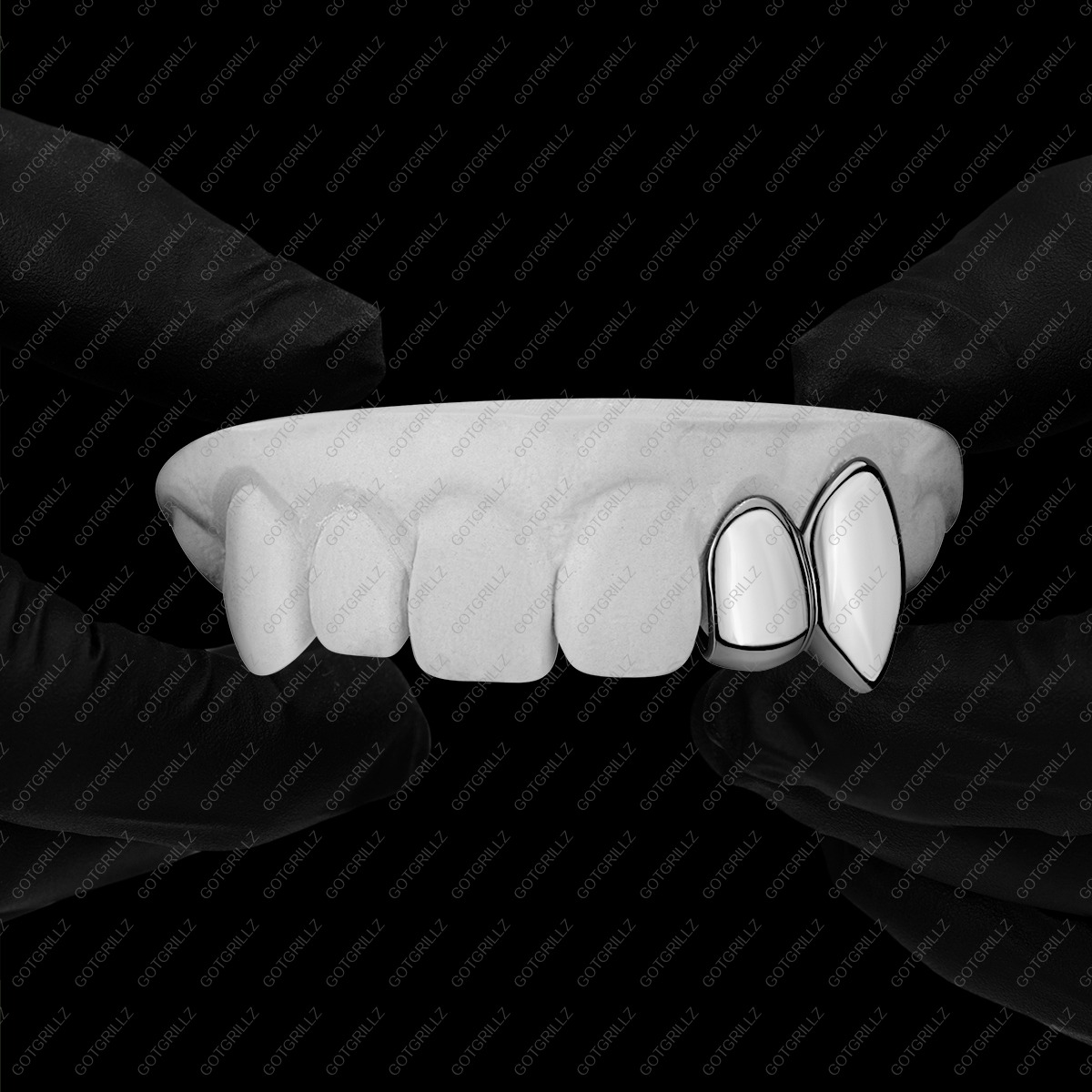 Gold Double Cap Solid Extended Fang Grillz
