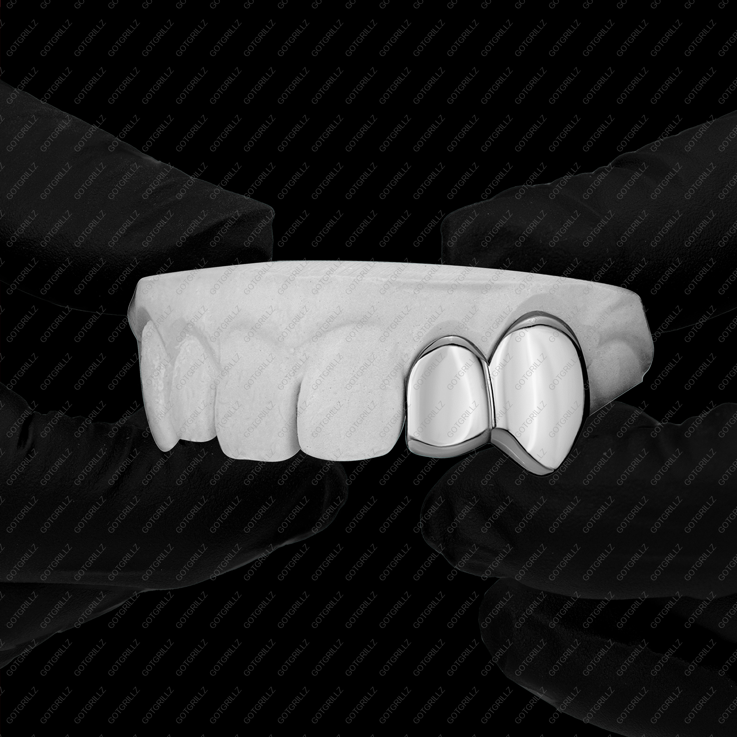 Gold Double Cap Solid Extended Fang Grillz