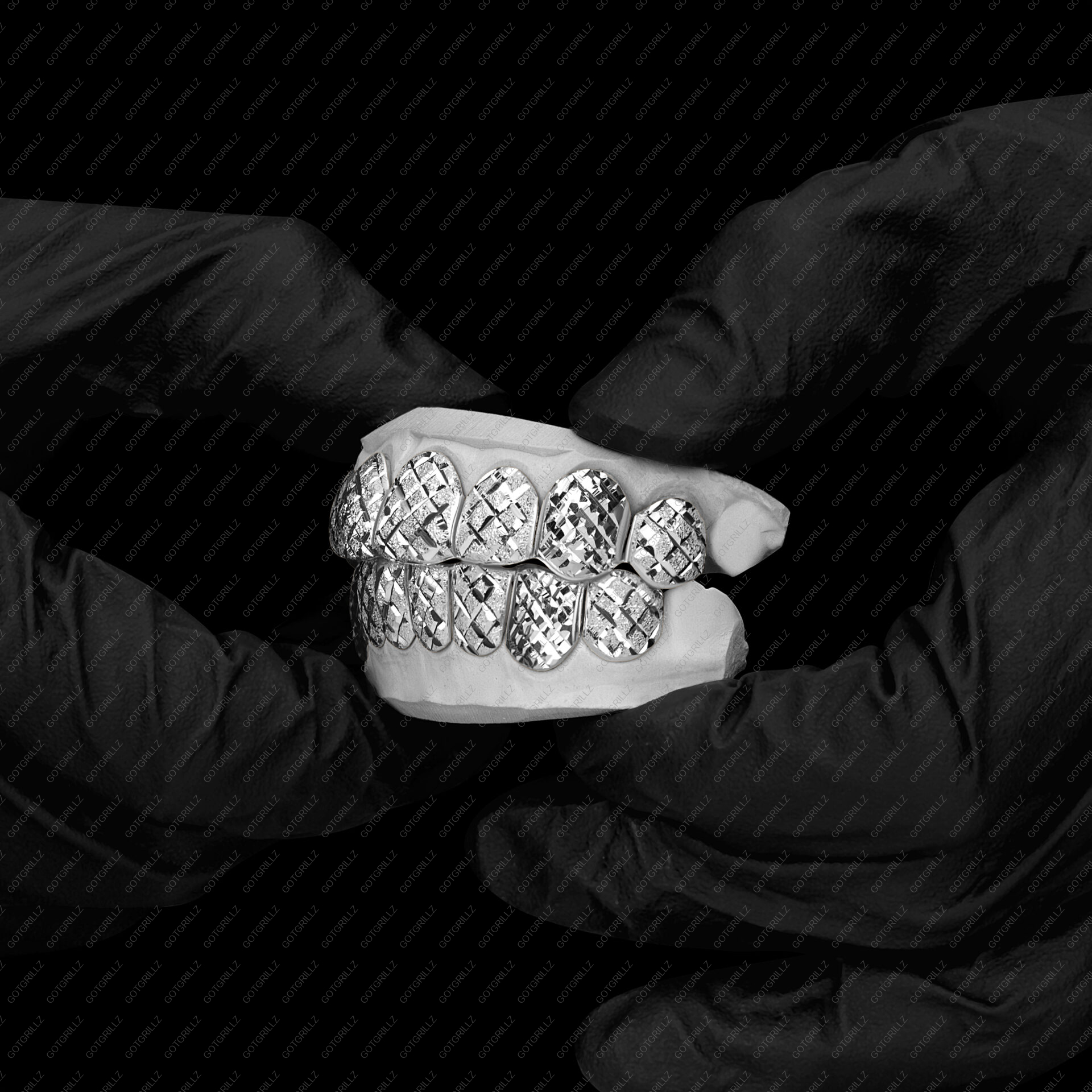 Gold Diamond Cut K9s and Diamond Dust Cut Grillz