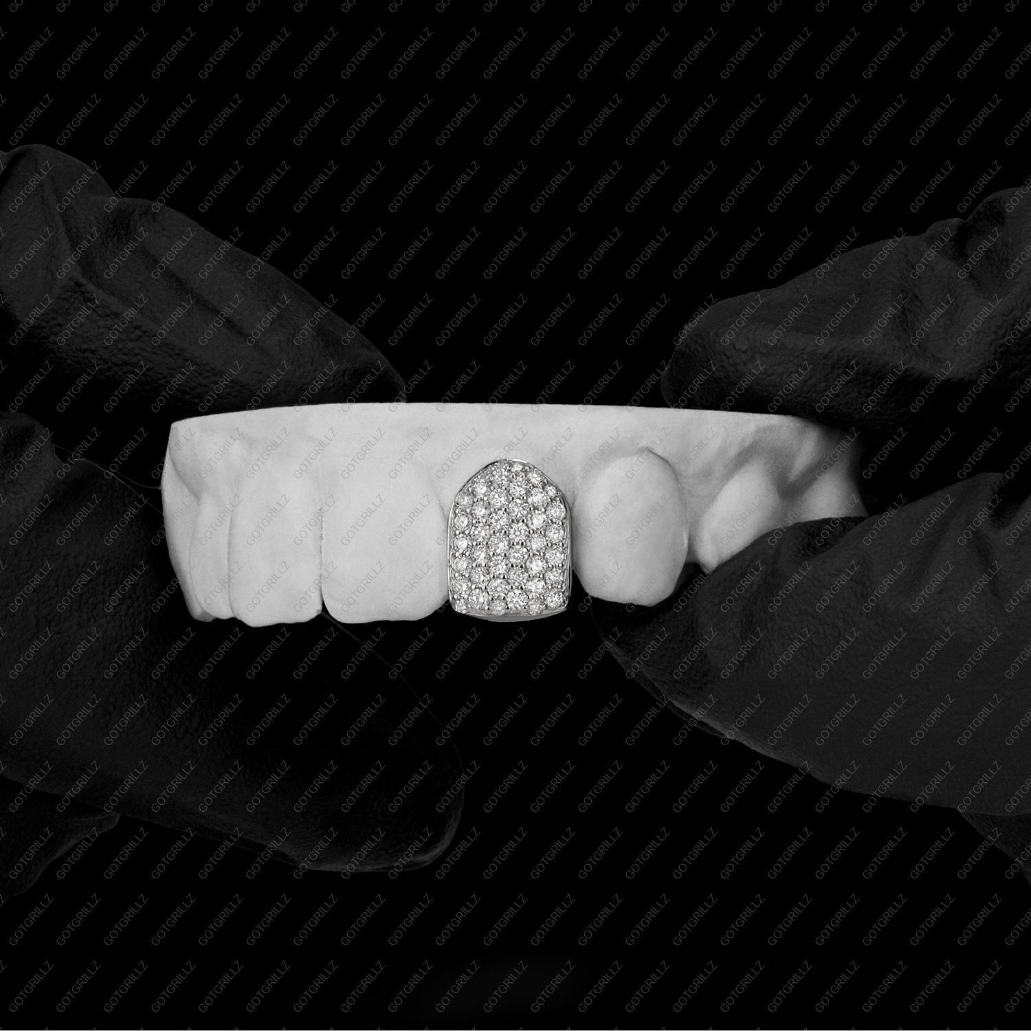 Gold Honeycomb Diamond Single Cap Grillz