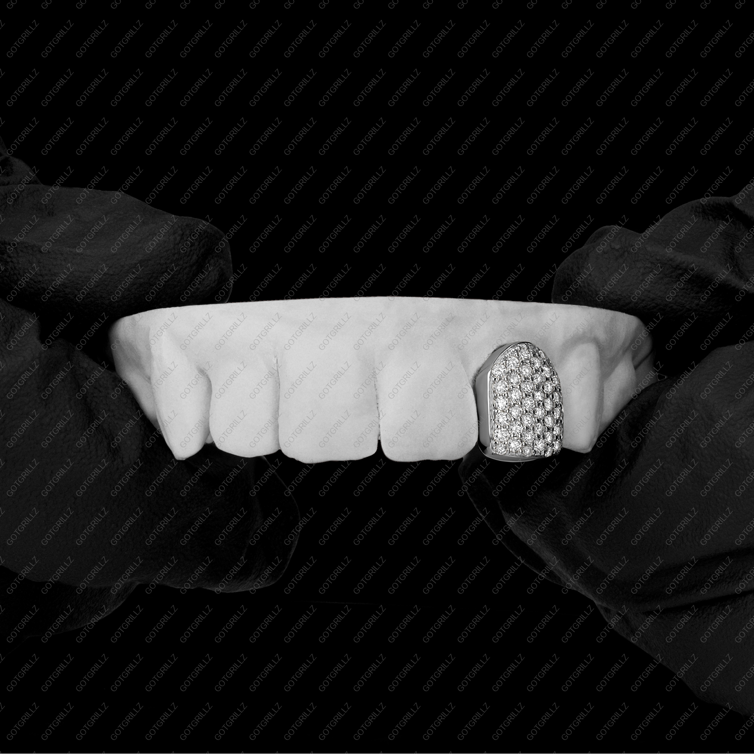 Gold Honeycomb Diamond Single Cap Grillz