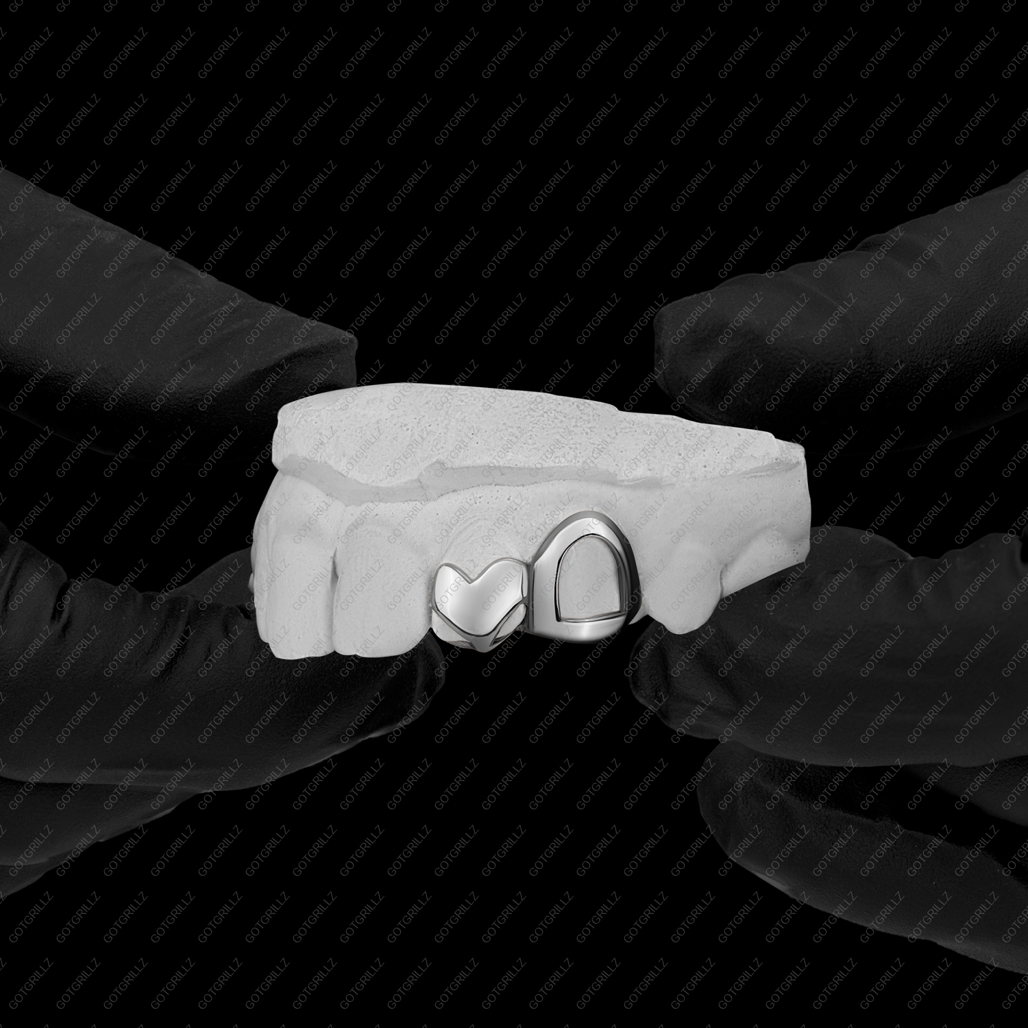 Gold Open face Floating Heart Double Cap Grillz