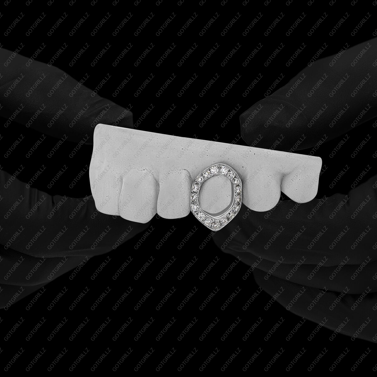 Gold Open Face Diamond Extended Fang Single Cap Grillz