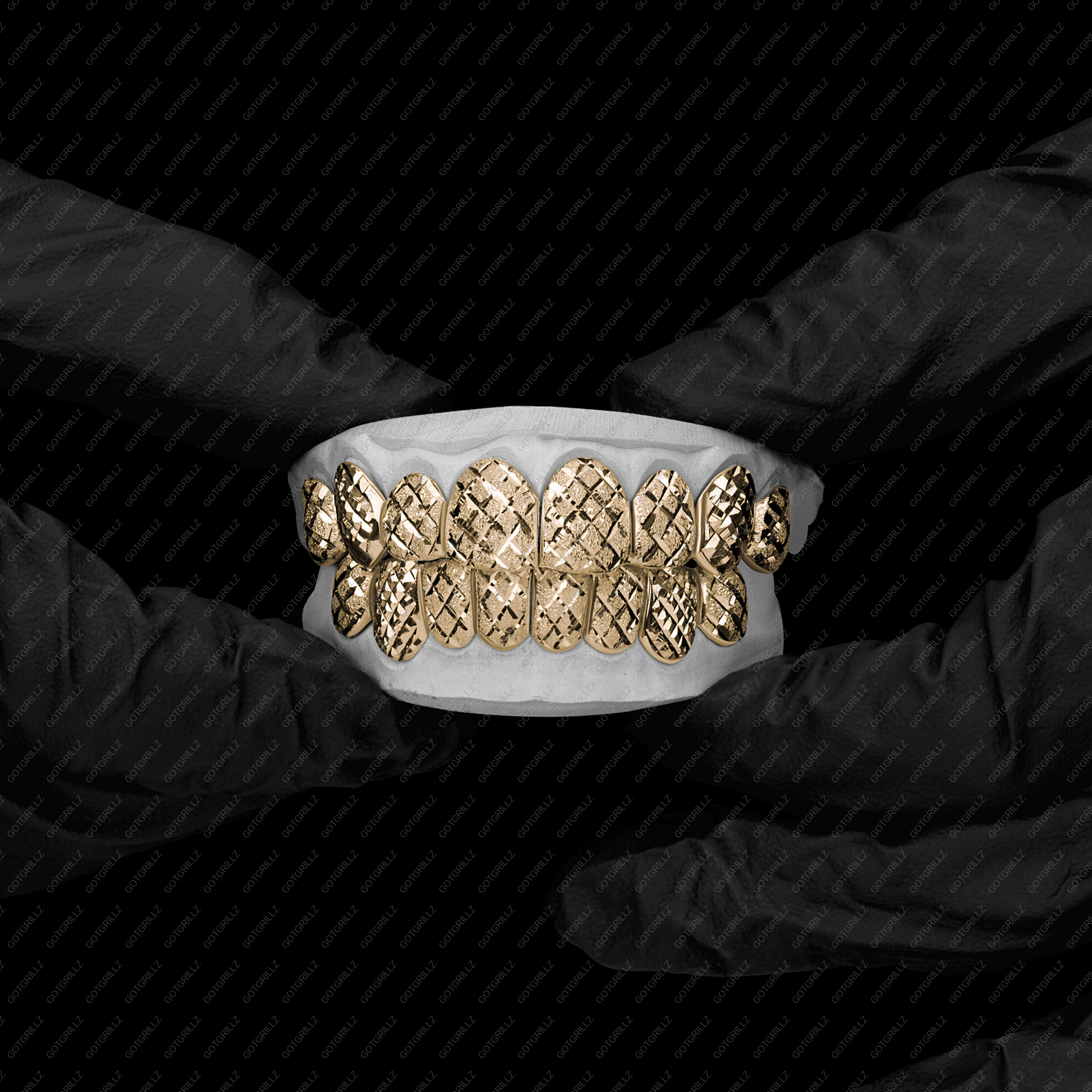 Gold Diamond Cut K9s and Diamond Dust Cut Grillz