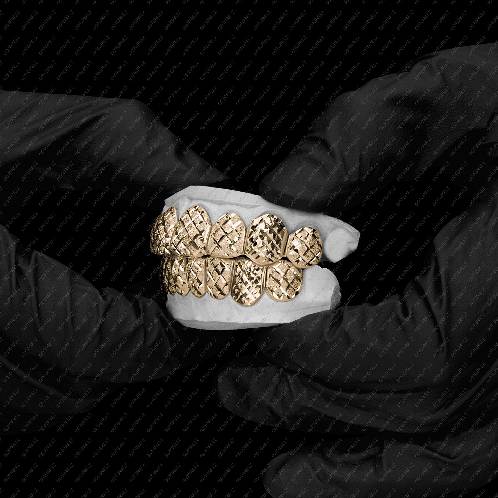 Gold Diamond Cut K9s and Diamond Dust Cut Grillz