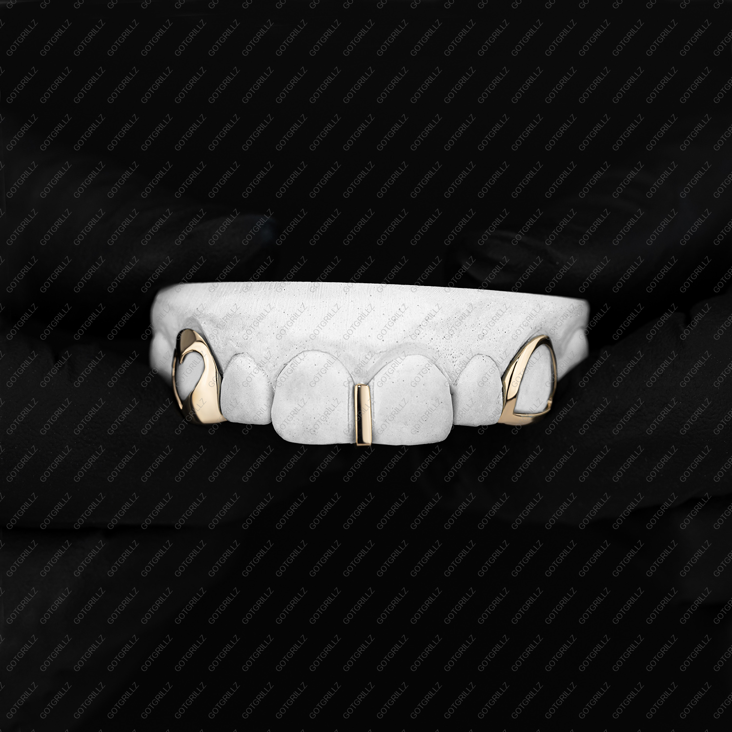 Gold Heart Cutout Open Face K9 and Gap Bar Grillz