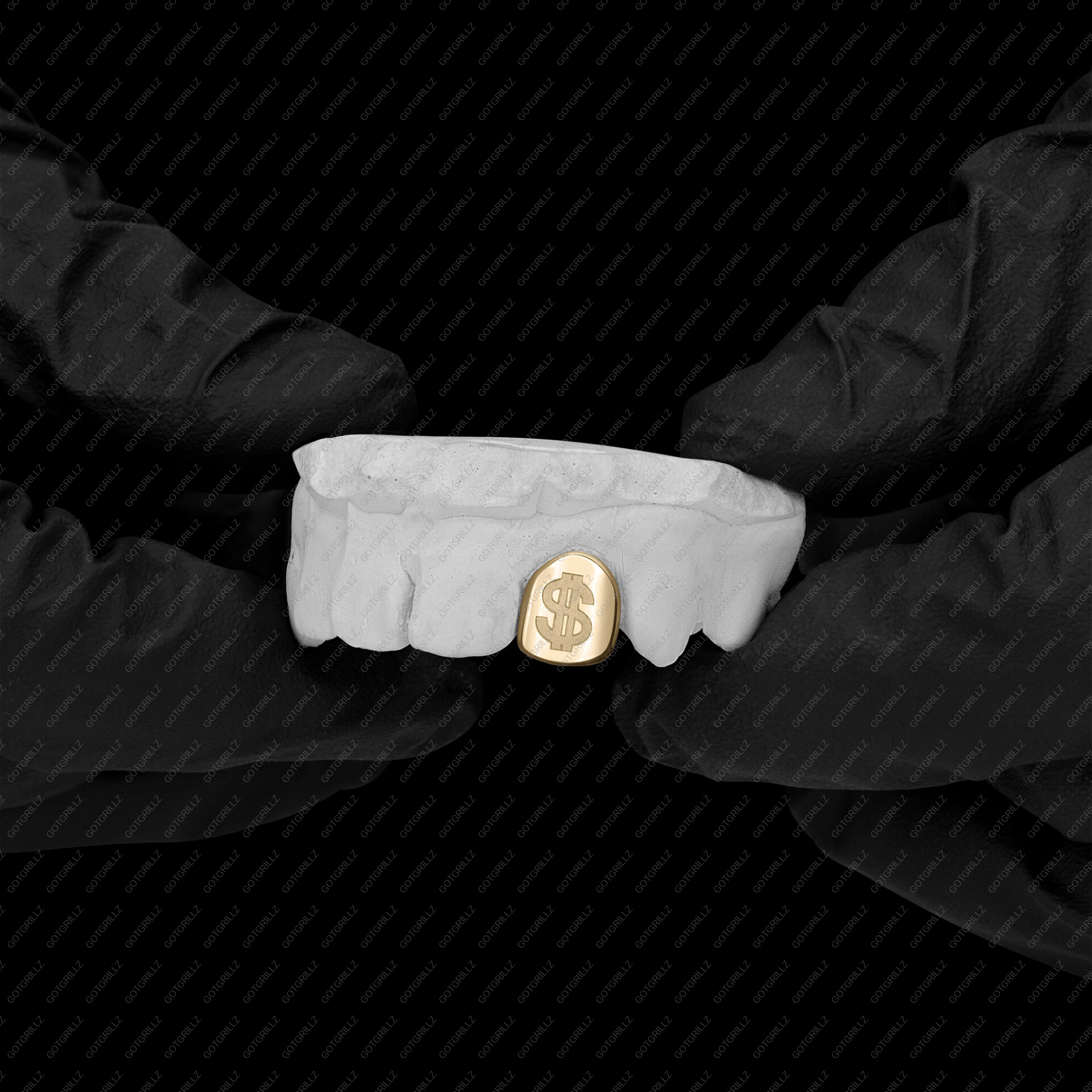 Gold Money Sign Engraved Single Cap Grillz