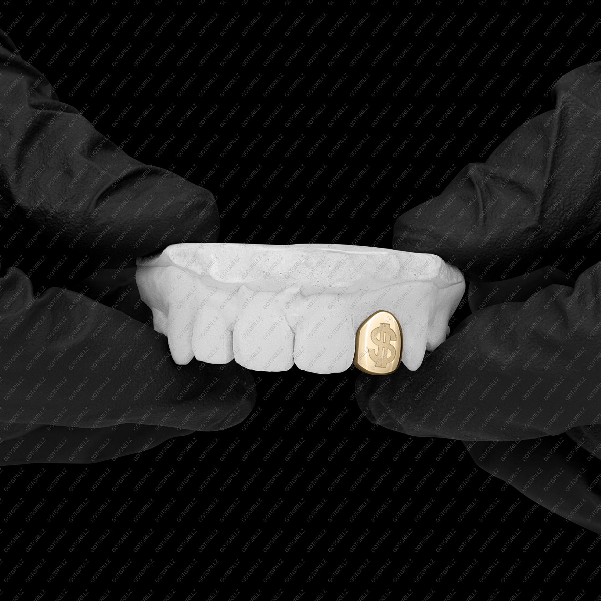 Gold Money Sign Engraved Single Cap Grillz
