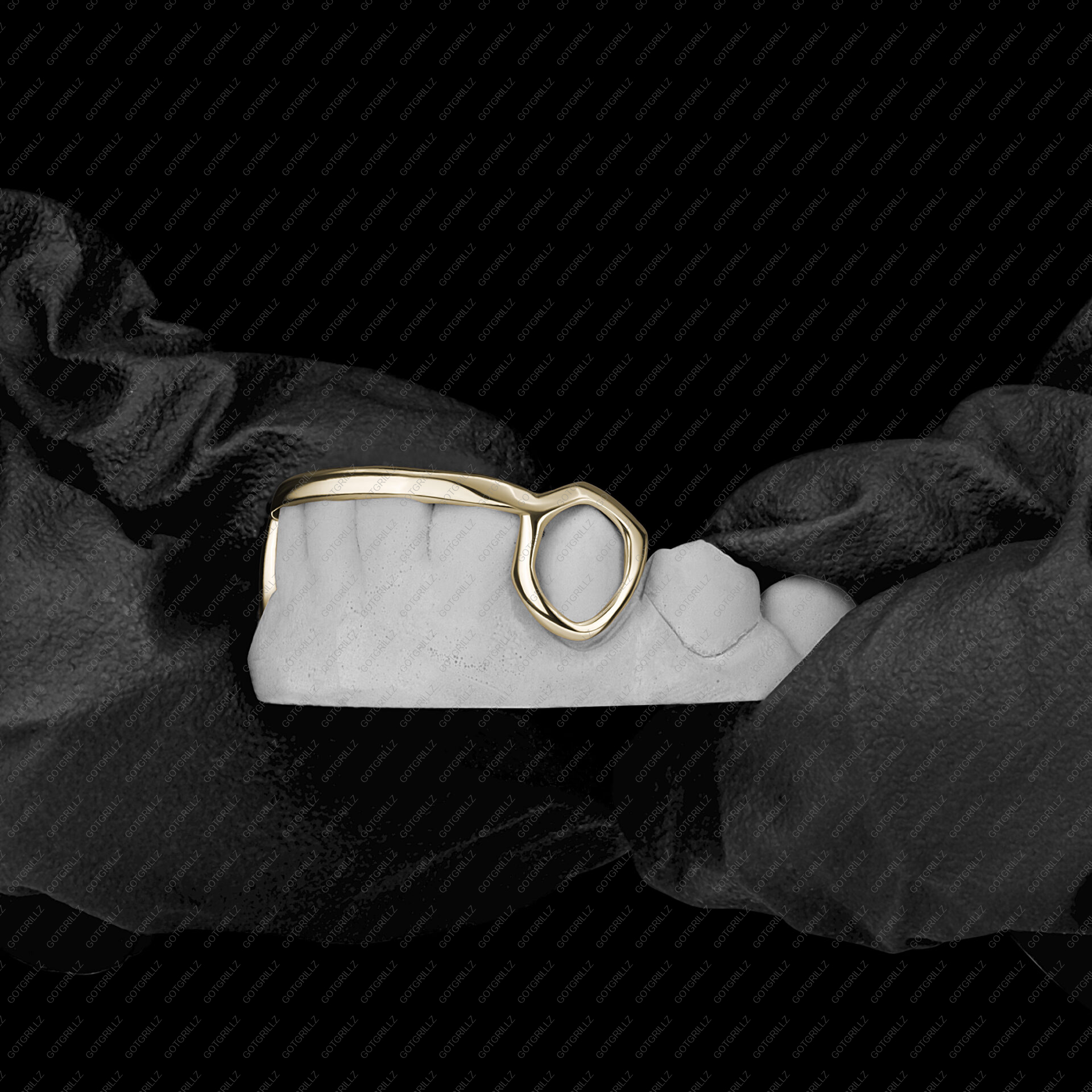 Gold Open Face K9 with Smooth Bottom Bar Grillz