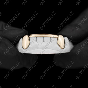 Gold Solid K9 Smooth Bottom Bar Grillz