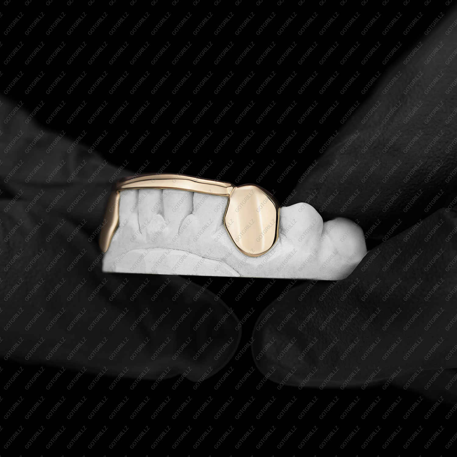 Gold Solid K9 Smooth Bottom Bar Grillz