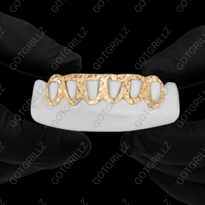 Gold Diamond Dust Cut Open Face Grillz