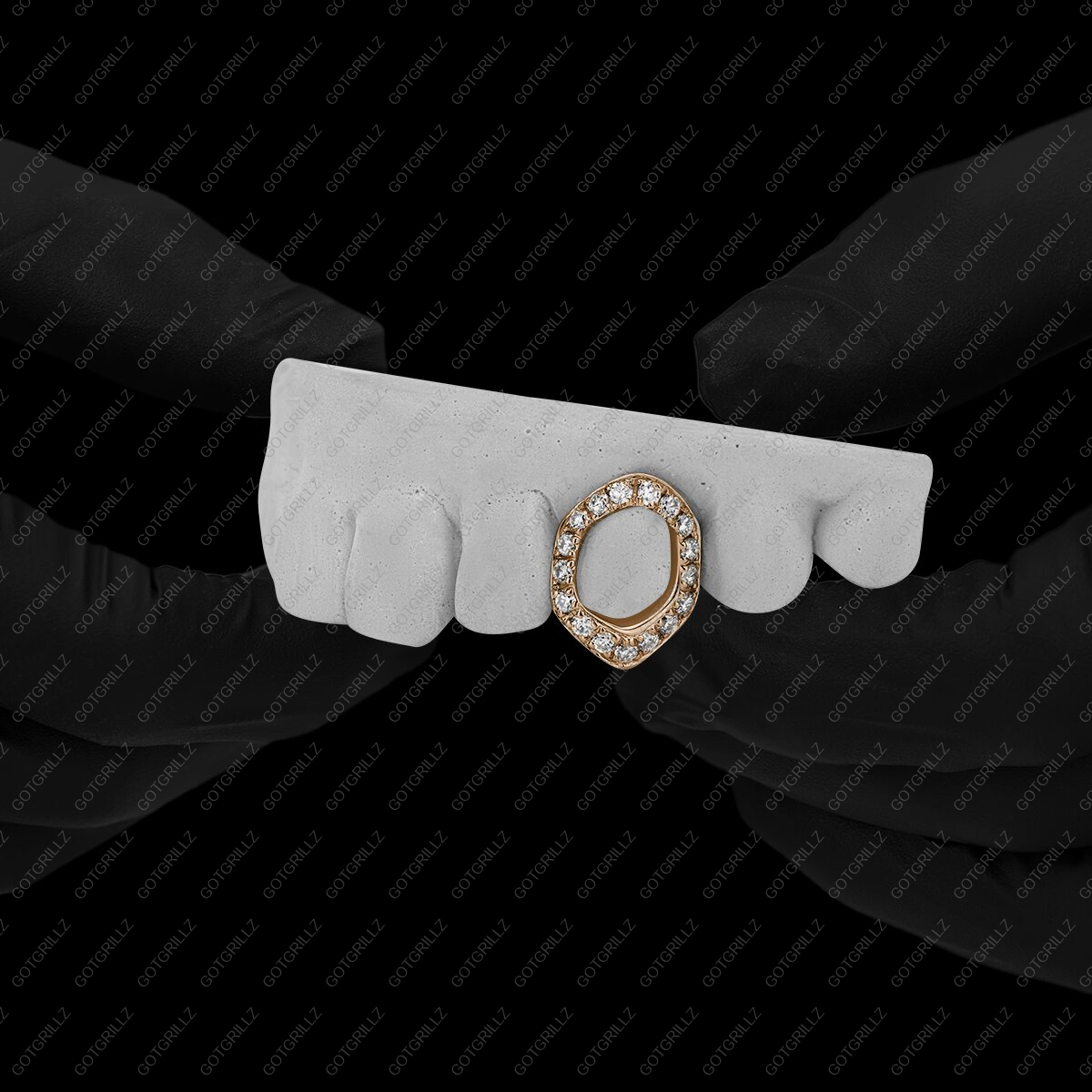 Gold Open Face Diamond Extended Fang Single Cap Grillz