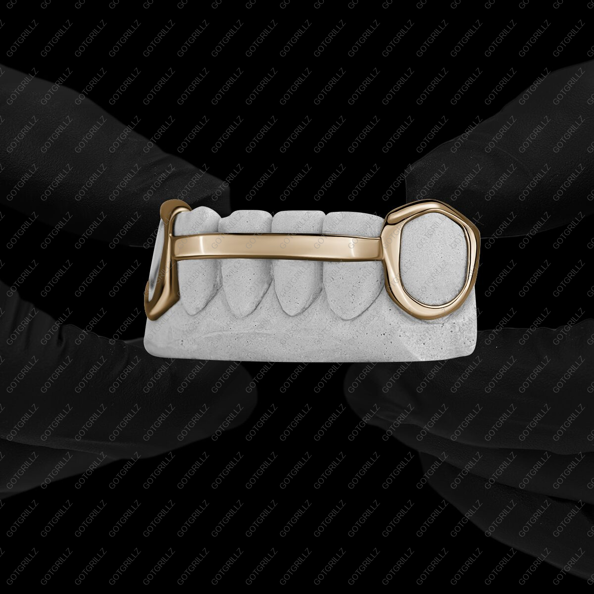 Gold Open Face K9 and Smooth Middle Bar Grillz