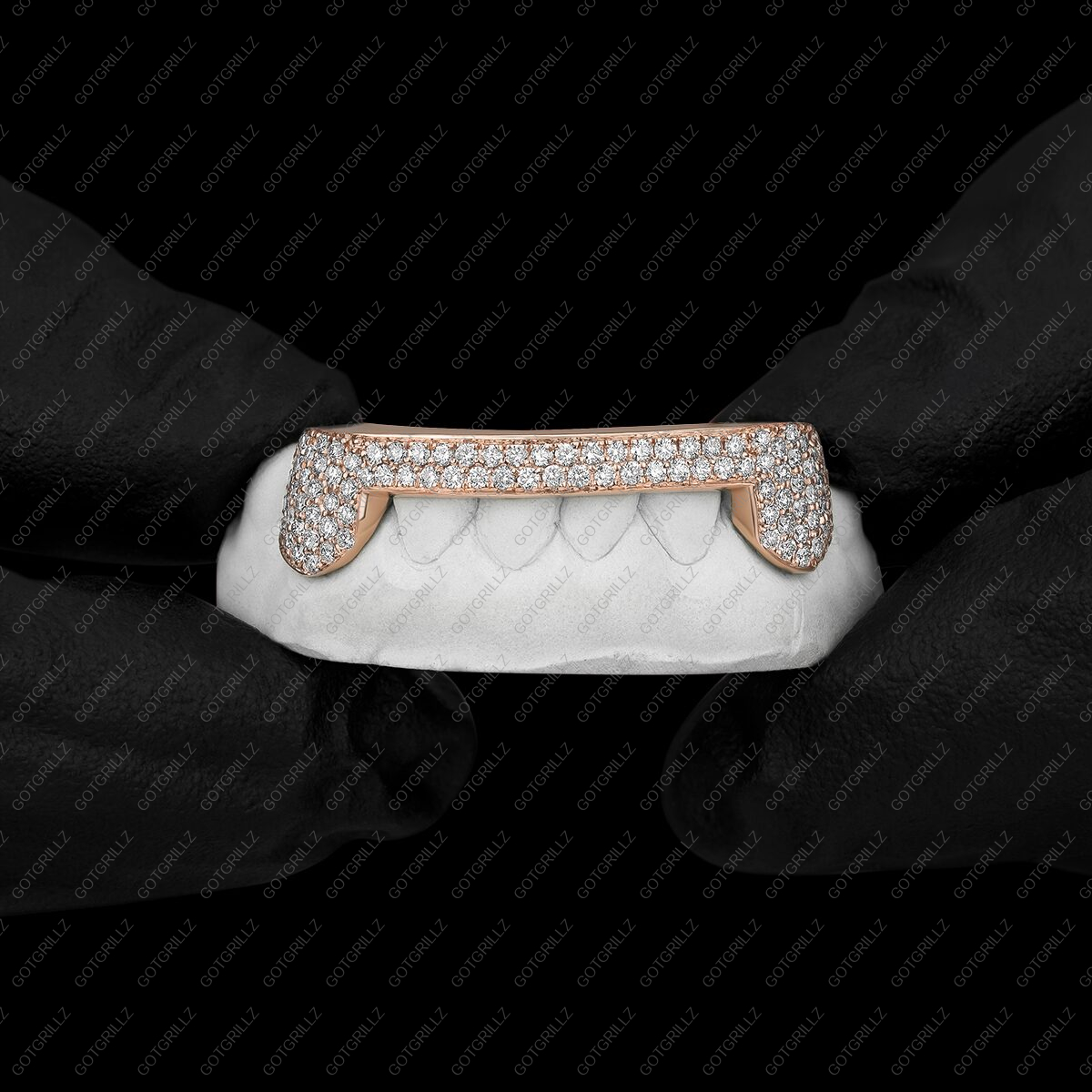 Gold Diamond Double Row Bar and K9 Grillz