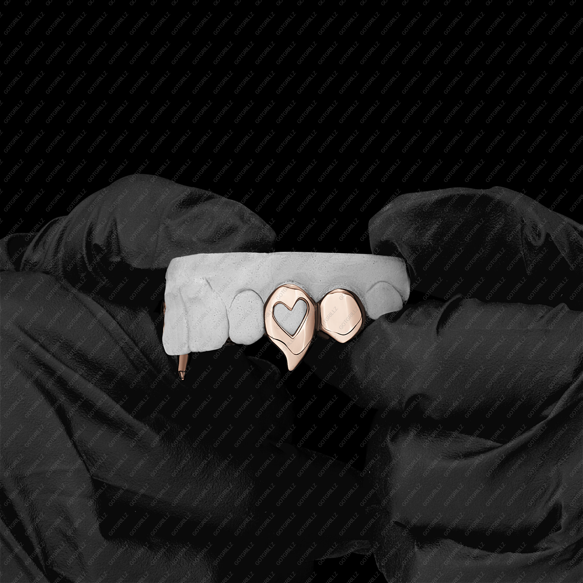 Gold Heart Cut Out Vamp Grillz