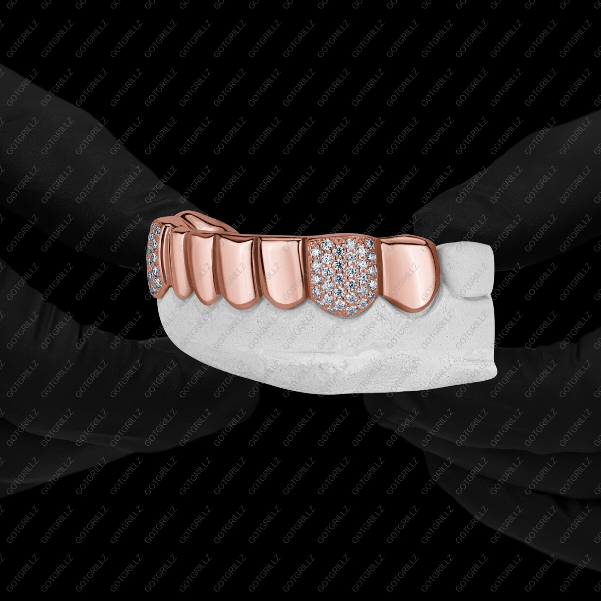Gold Diamond K9 And Solid Polished Grillz