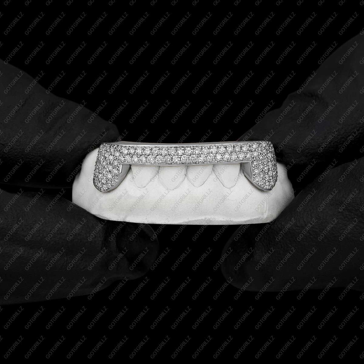 Gold Diamond Double Row Bar and K9 Grillz