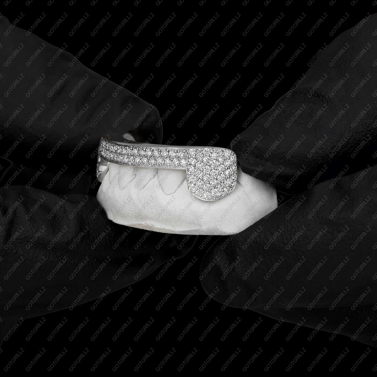Gold Diamond Double Row Bar and K9 Grillz