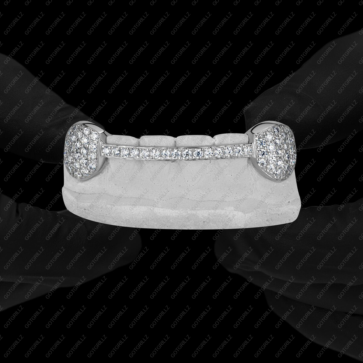 Gold Diamond K9s with Diamond Middle Bar Grillz