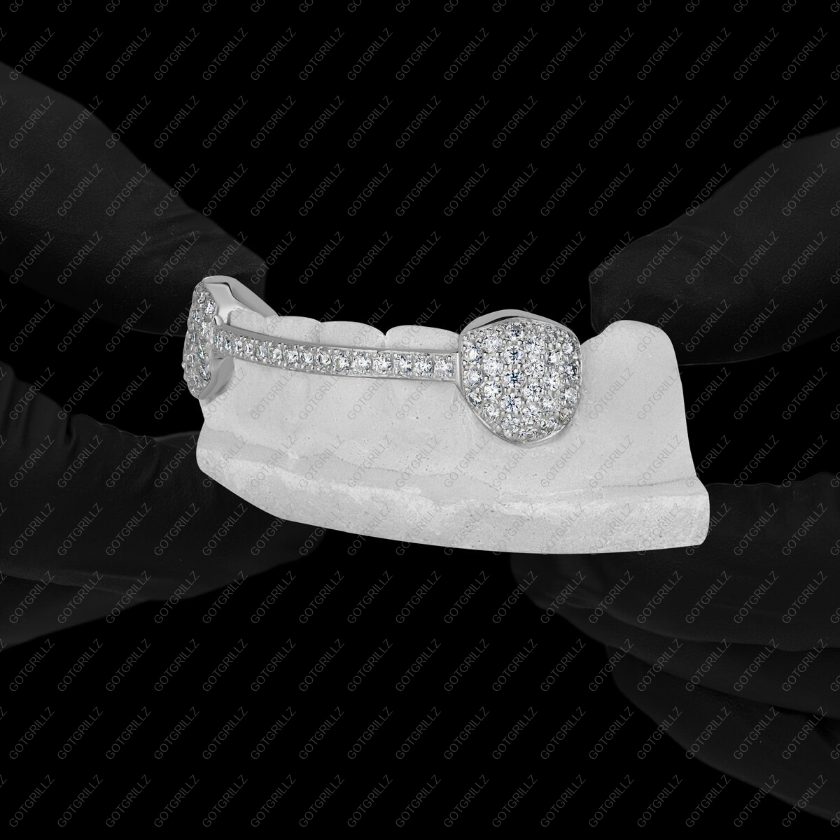 Gold Diamond K9s with Diamond Middle Bar Grillz