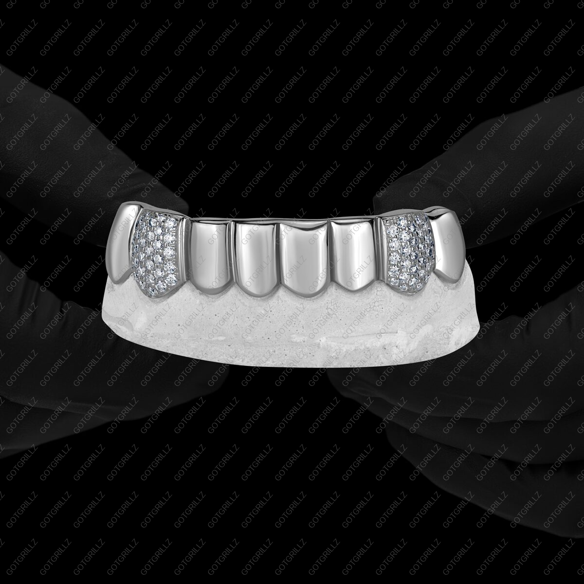 Gold Diamond K9 And Solid Polished Grillz