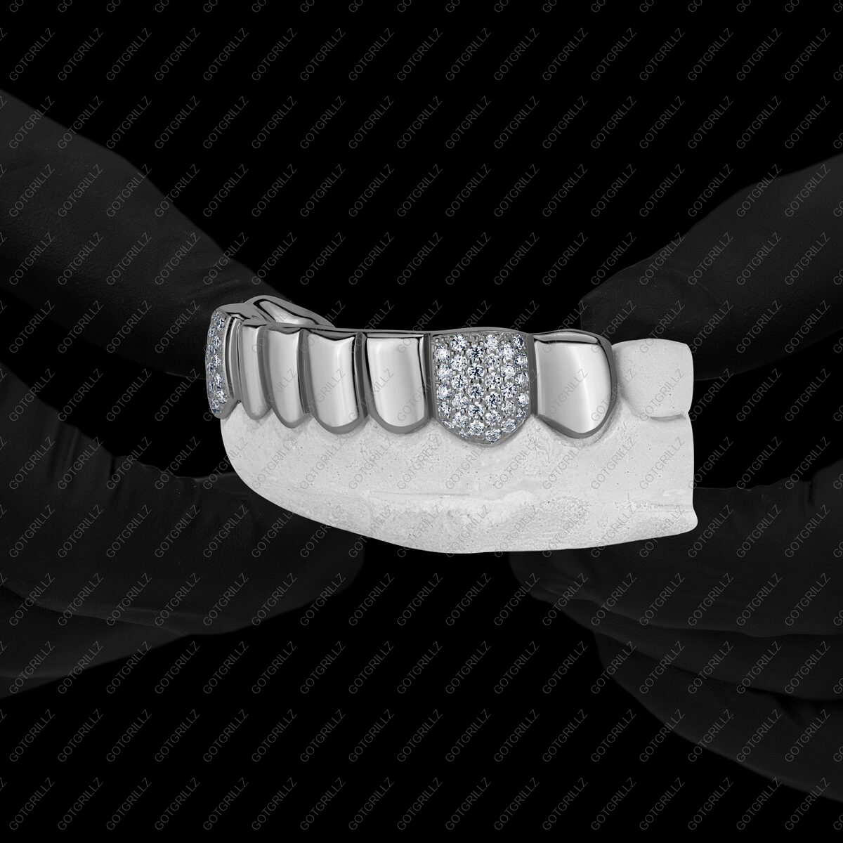 Gold Diamond K9 And Solid Polished Grillz