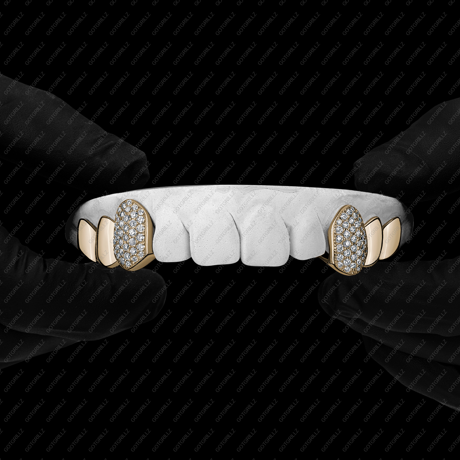 Gold Diamond K9 and Solid Gold Molars Grillz