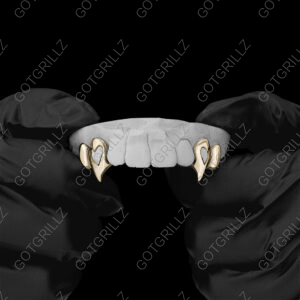 Gold Heart Cut Out Vamp Grillz