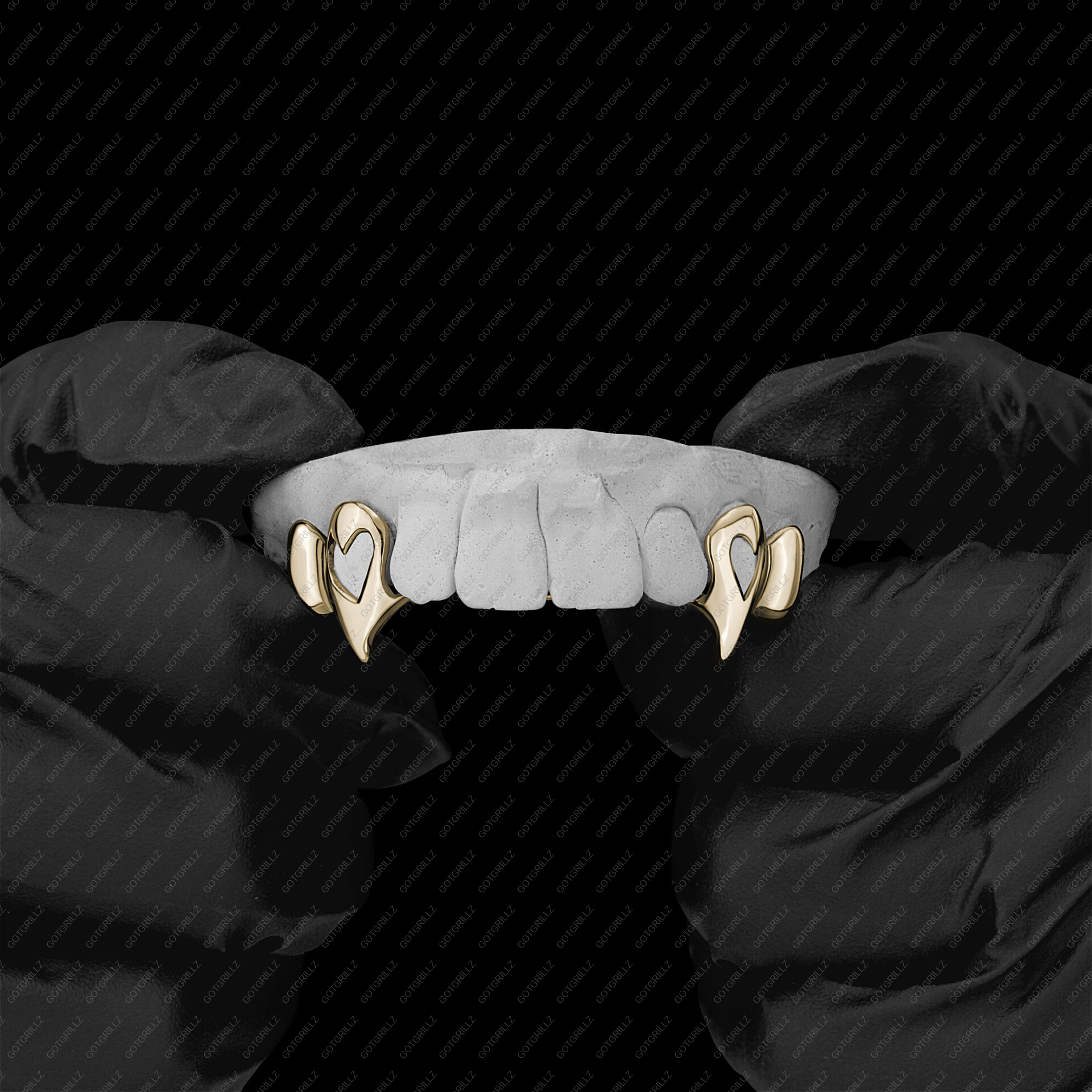 Gold Heart Cut Out Vamp Grillz