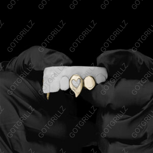 Gold Heart Cut Out Vamp Grillz - GotGrillz