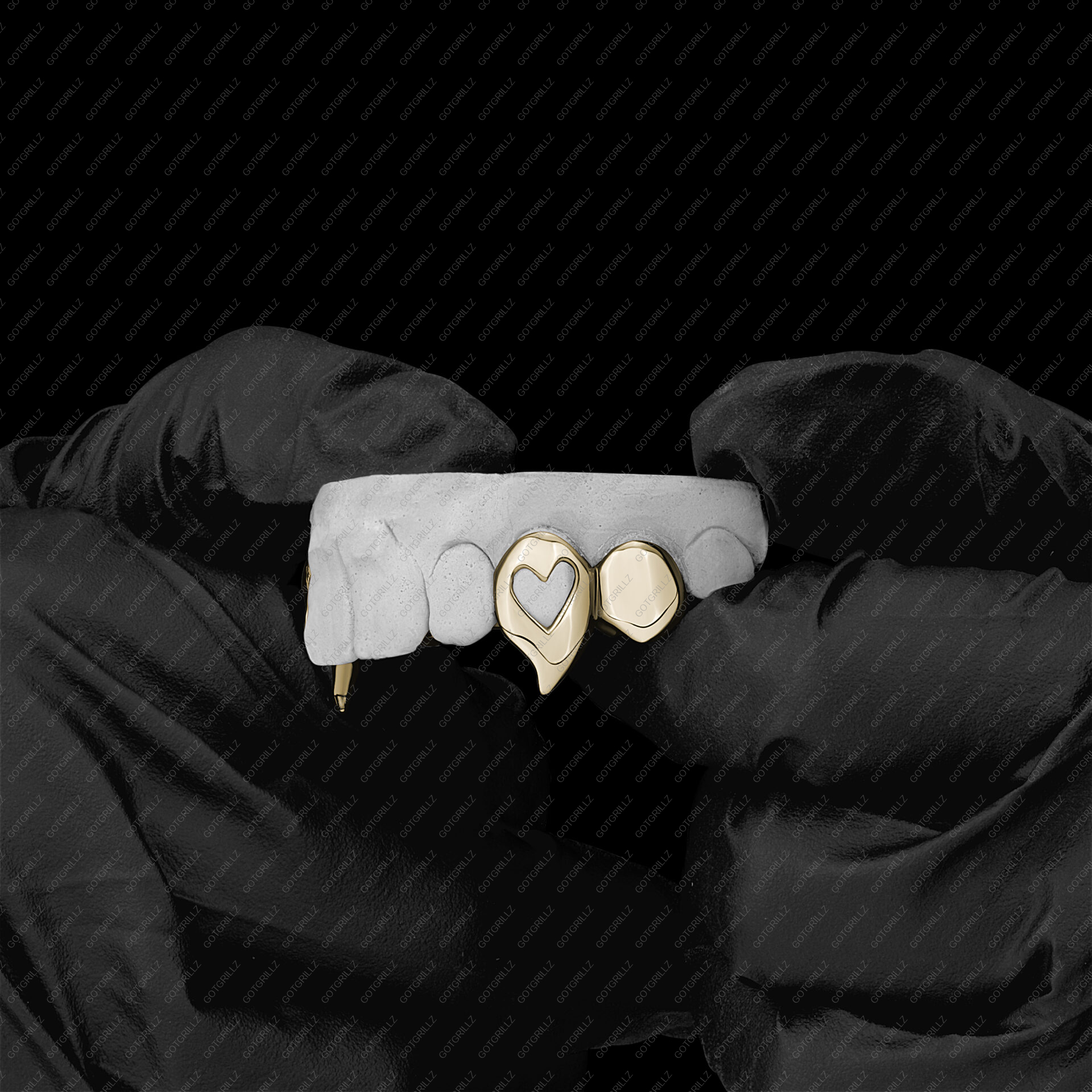 Gold Heart Cut Out Vamp Grillz