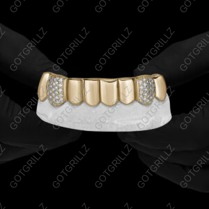 Gold Diamond K9 And Solid Polished Grillz