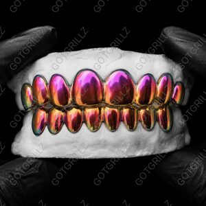 Sunset Pink Color Coated Polished Grillz - GotGrillz